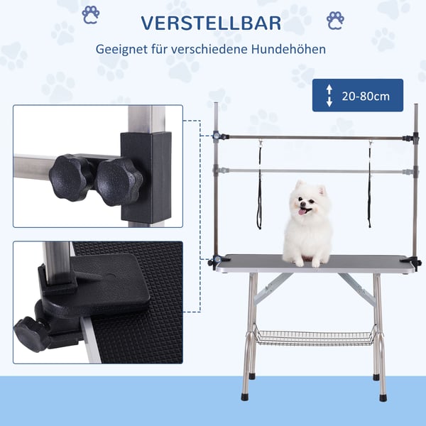 Groomingbord, 107x60x170 cm, Sort