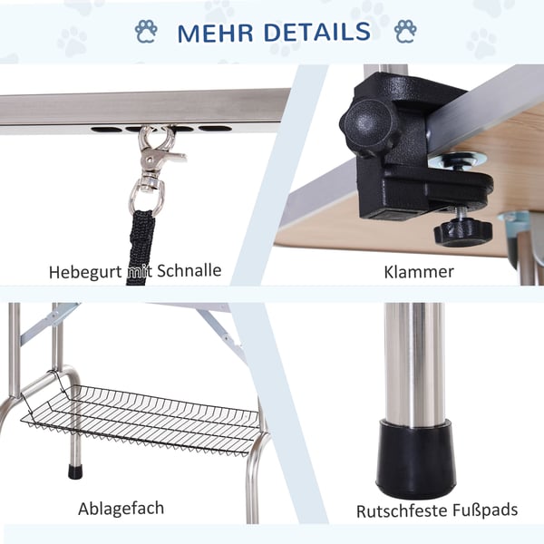 Groomingbord, 107x60x170 cm, Sort