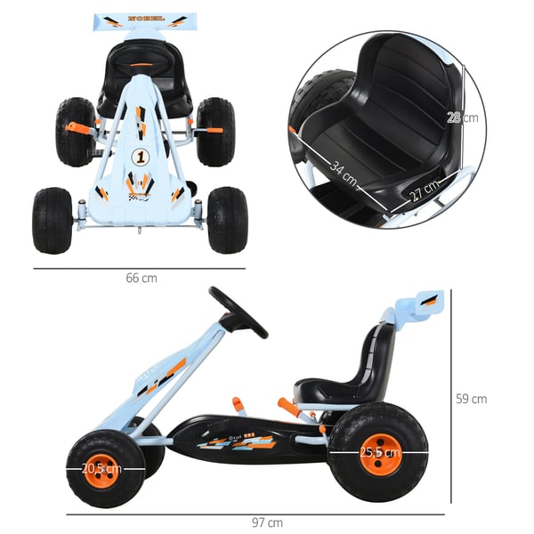Pedal gokart, 97x66x59 cm, blå