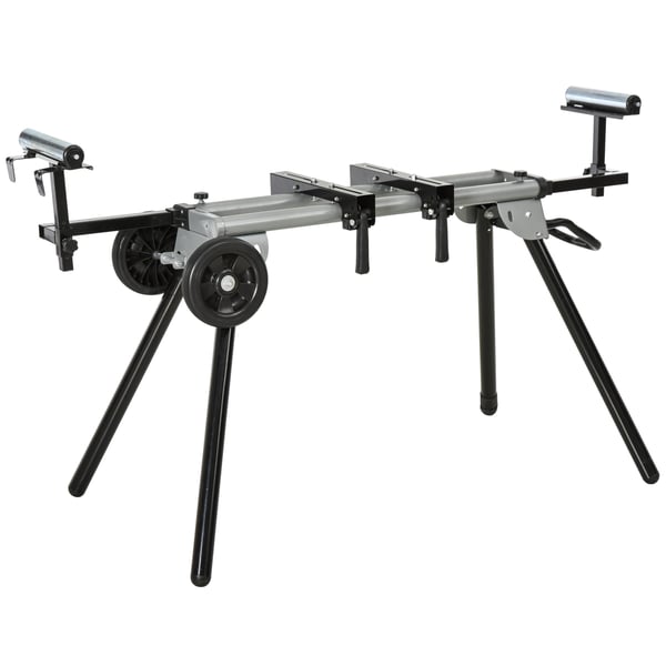 Kap- och geringssågbord, 73x96x123,5-245 cm, Svart-Silver