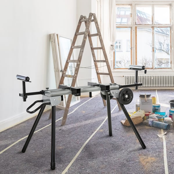 Kap- och geringssågbord, 73x96x123,5-245 cm, Svart-Silver