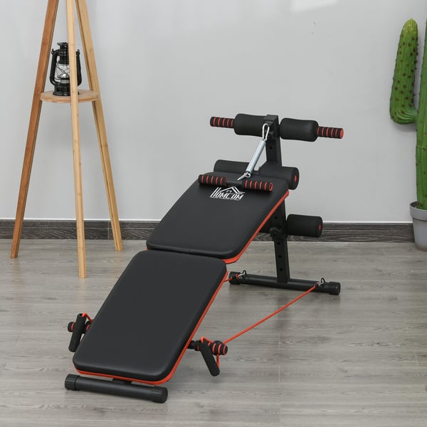 Sit Up Bænk, 137x51x50-66 cm, Sort Rød