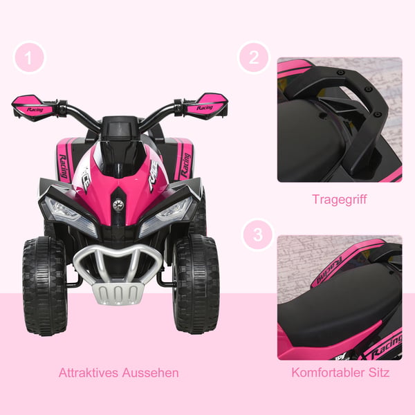 Ride-On bil, 67,5x38x44 cm, pink