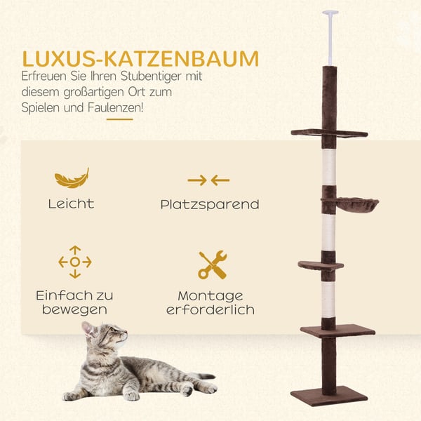 Kattställning, 40x34x230-260 cm, Brun