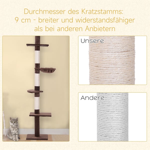 Kattställning, 40x34x230-260 cm, Brun