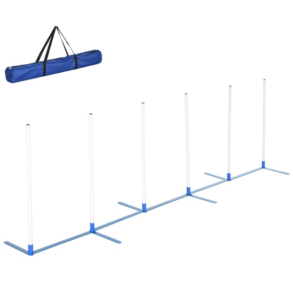 Hundagilitetsstolpar set, 305x60x94 cm, vit blå