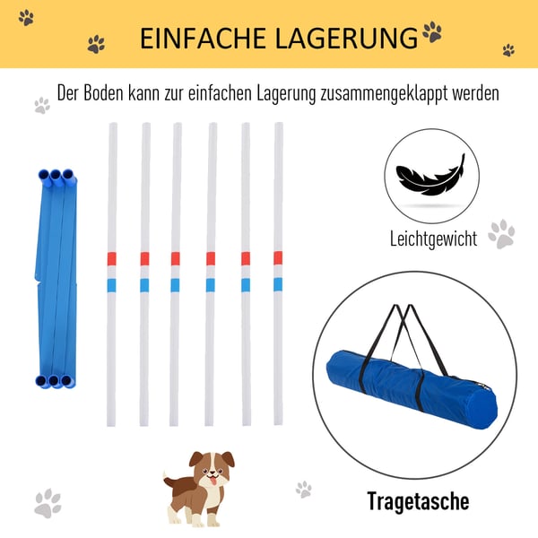 Hund Agility Stang Sæt, 305x60x94 cm, Hvid Blå