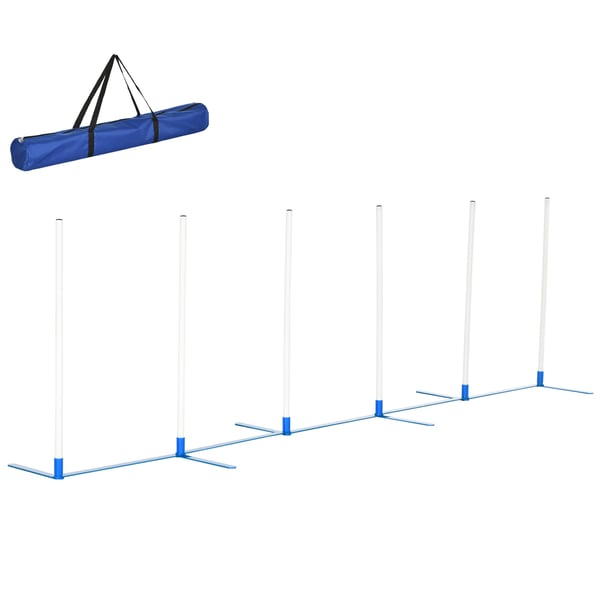 Hund Agility Stang Sæt, 305x60x94 cm, Hvid Blå