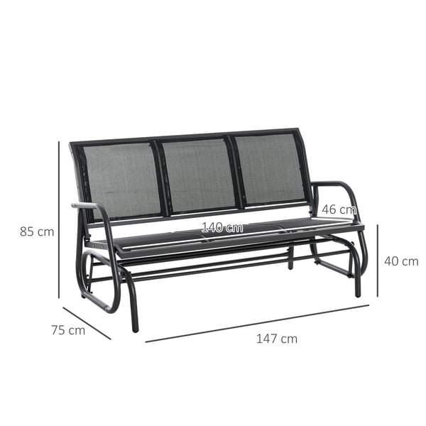 Keinutuoli ulkoterassille, 151x75x85 cm, musta