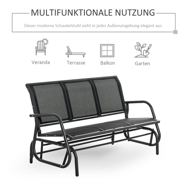 Keinutuoli ulkoterassille, 151x75x85 cm, musta