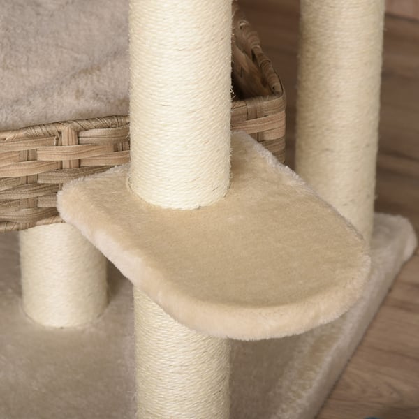 Kattställning, 55x55x174 cm, Beige, Brun