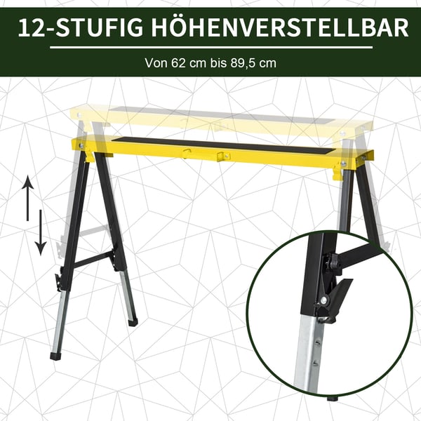 Bukket-sæt, 100x49x62-90 cm, Gul Sort