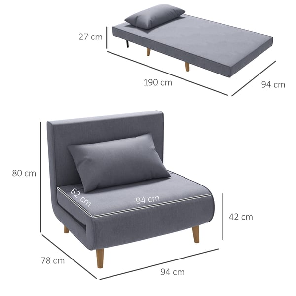 Sovesofa, 95x95x80 cm, Grå