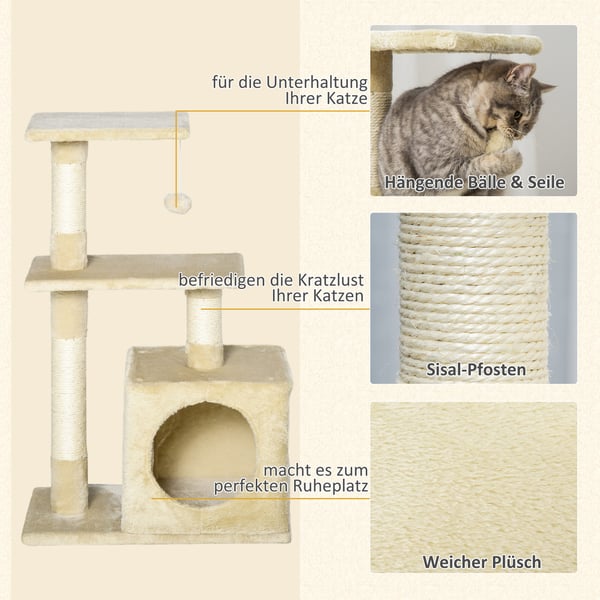 Kissan kiipeilypuu, 50x30x81,5 cm, beige
