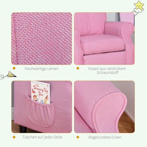Børnesofa, 58x53x70 cm, Pink