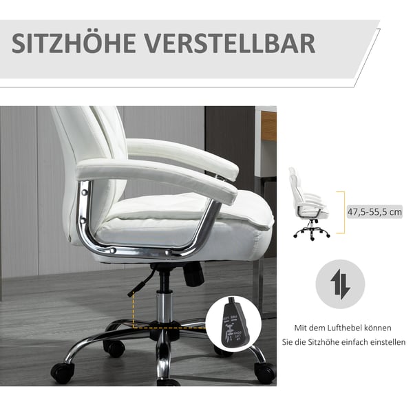 Kontorsstol, 66x69x113-121 cm, Vit