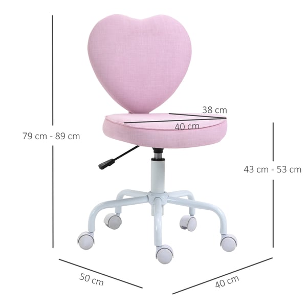 Kontorstol, 40x50x79-89 cm, Pink