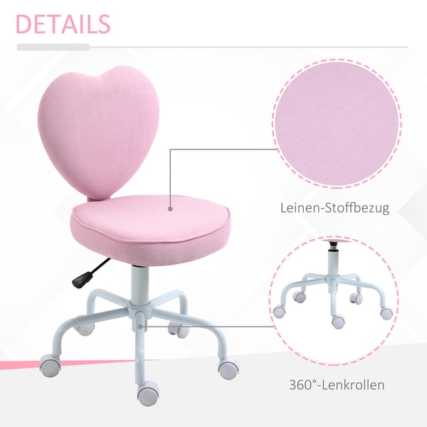 Kontorstol, 40x50x79-89 cm, Pink