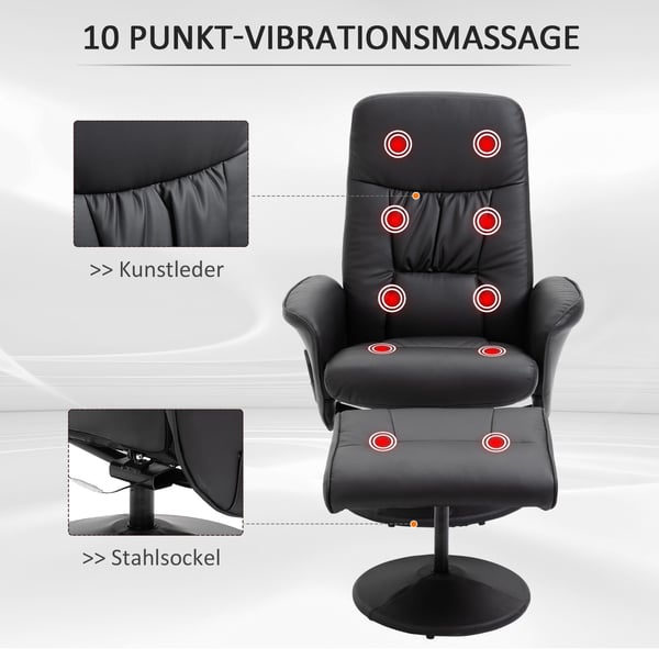 Fåtölj med reclinerfunktion, 76x81x105 cm, Svart