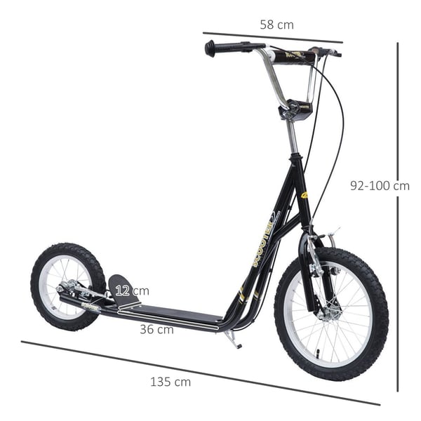Sparkcykel, 135x58x92-100 cm, Svart
