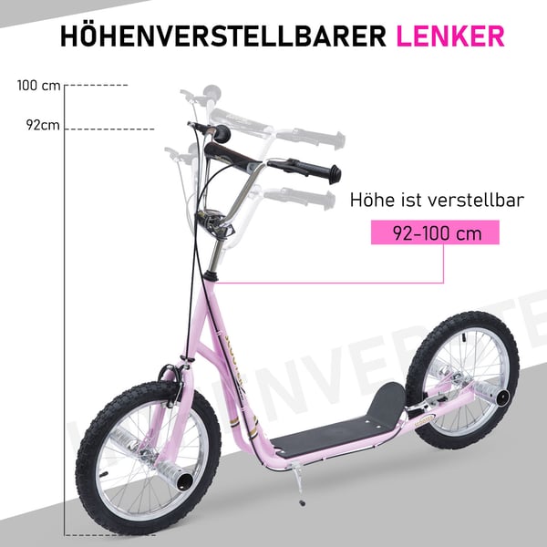 Løbehjul, 143x58x92-100 cm, Pink