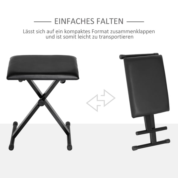 Pianopall, 39x29x37-47 cm, Svart