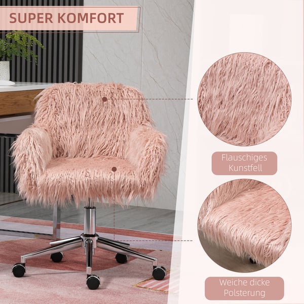 Kontorsstol, 57x60x75-85 cm, Rosa