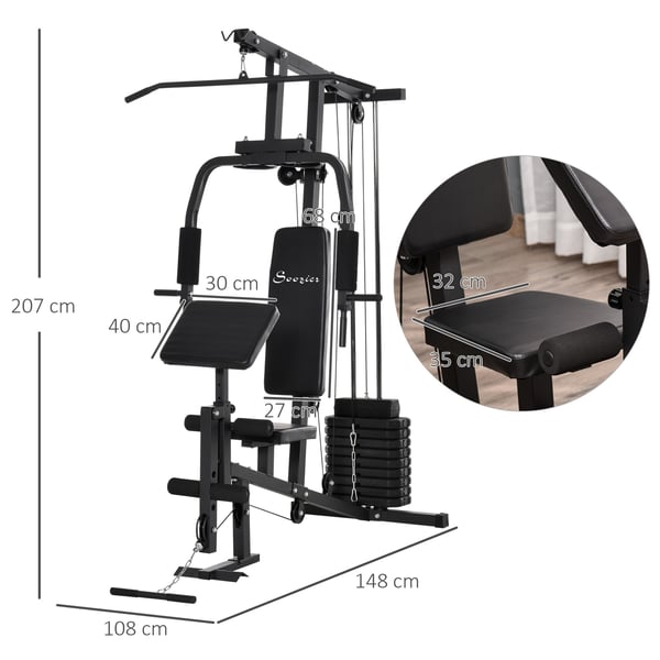 Home Gym Station, 148x108x207 cm, Sort