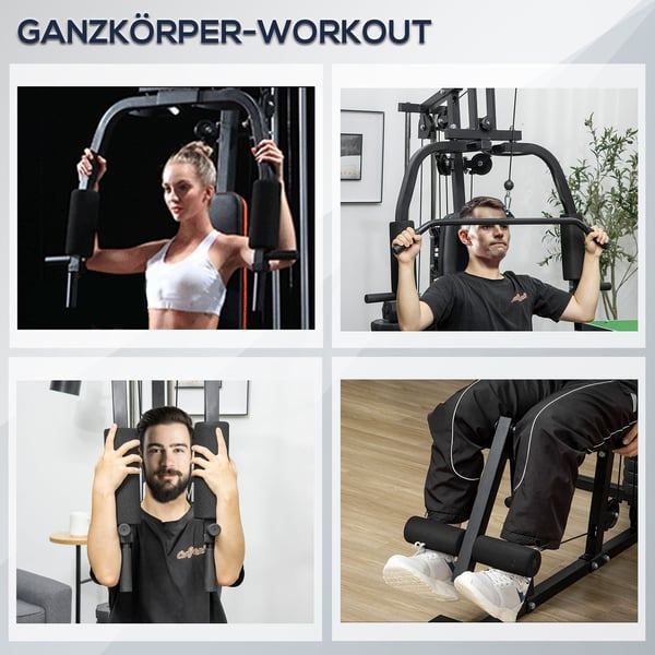 Home Gym Station, 148x108x207 cm, Sort