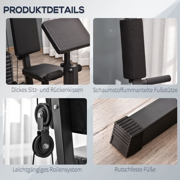 Home Gym Station, 148x108x207 cm, Sort