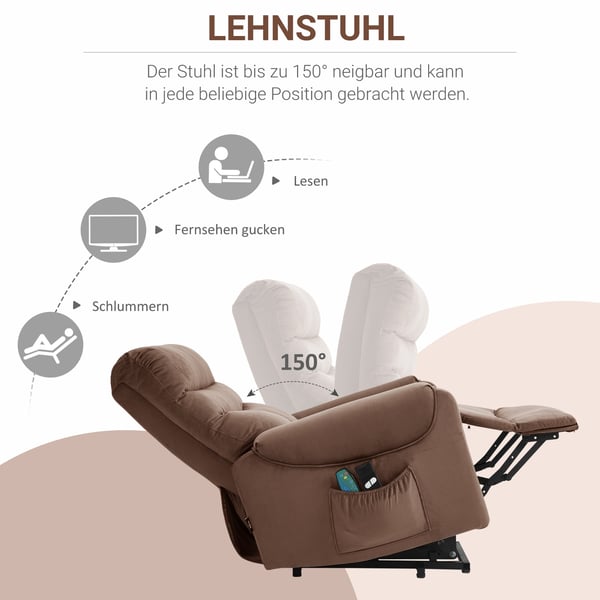 Lænestol med reclinerfunktion, 79x97x103 cm, Brun