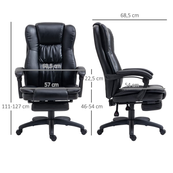 Toimistotuoli, hierontatoiminto, 68,5x68,5x119-127 cm, musta
