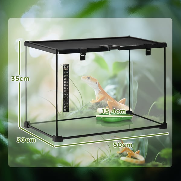 Terrarium, 50x30x35 cm, Sort