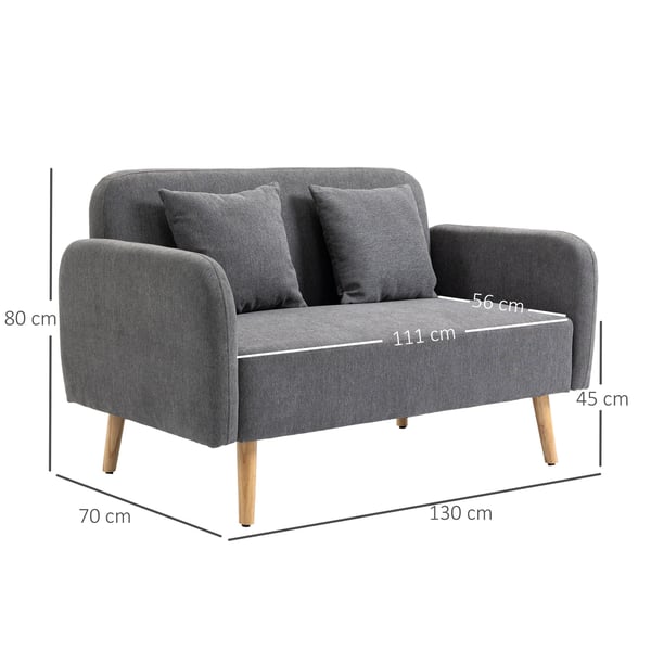 Loveseat-soffa, 130x70x80 cm, Grå
