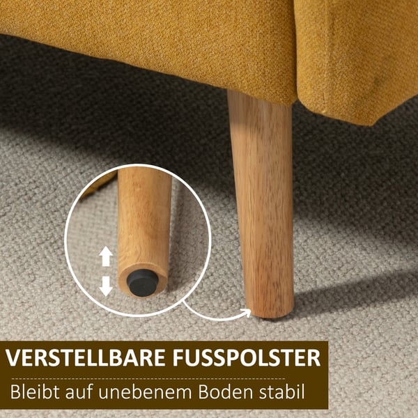 Loveseat Soffa, 130x70x80 cm, Gul
