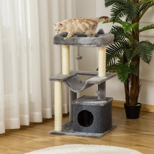 Klatretræ til kat, 48x48x90 cm, Grå