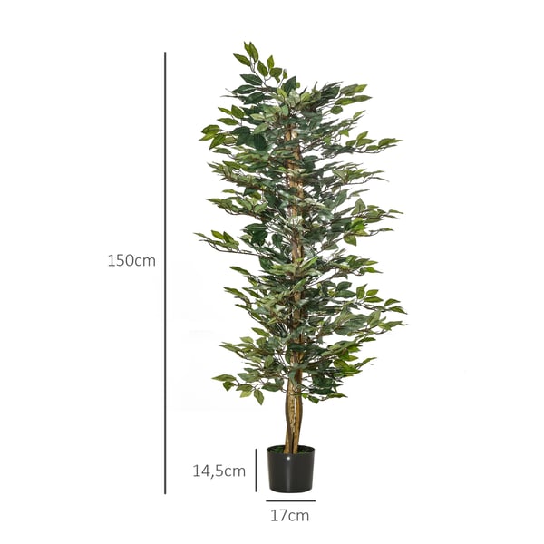 Kunstig plante, Ficus træ, 150 cm, Grøn