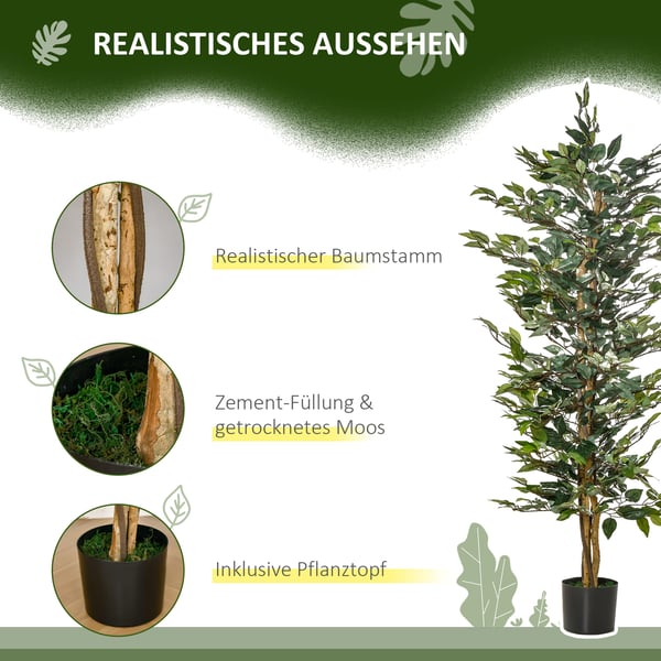 Kunstig plante, Ficus træ, 150 cm, Grøn