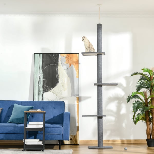 Kattetårn, Justerbar kradsetræ, 43x27x228-260 cm, Grå