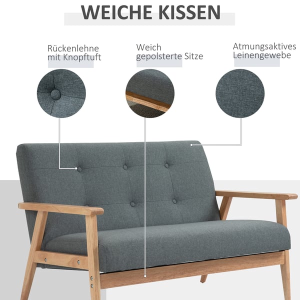 Loveseat-sohva, 115x66,5x73 cm, harmaa