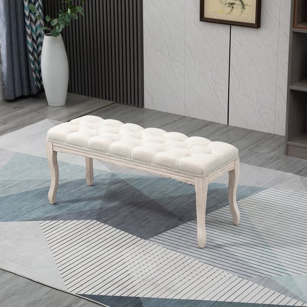 Klädd bänk, 110x40x48 cm, Beige