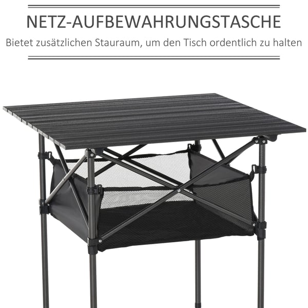 Campingbord, 70x70x69 cm, Sort
