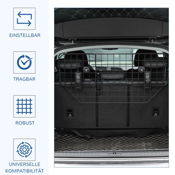 Hundebarriere, Justerbar bagagerumsdeler til bil, 90-120x40,5 cm, Sort