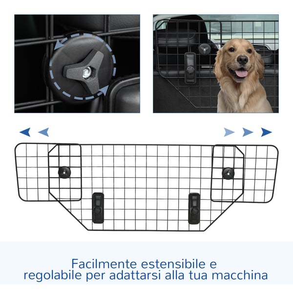 Hundebarriere, Justerbar bagagerumsdeler til bil, 90-120x40,5 cm, Sort