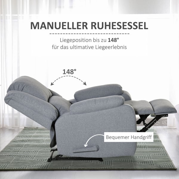 Reclinerstol, 90x96x98 cm, Grå