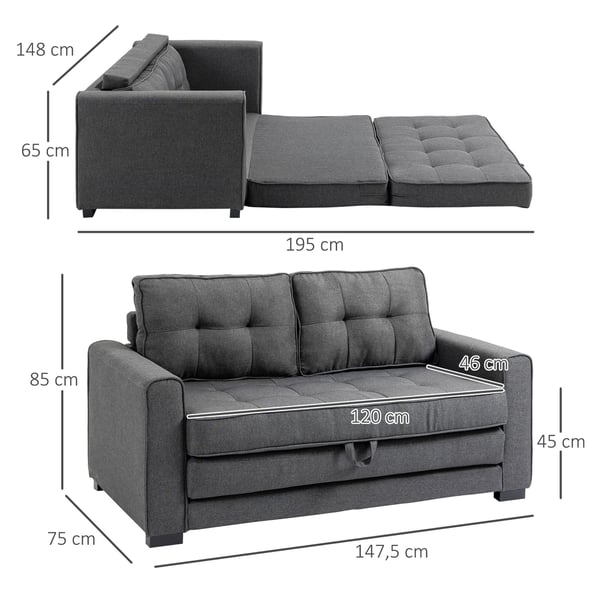 Sovesofa, 147,5x75x85 cm, Grå