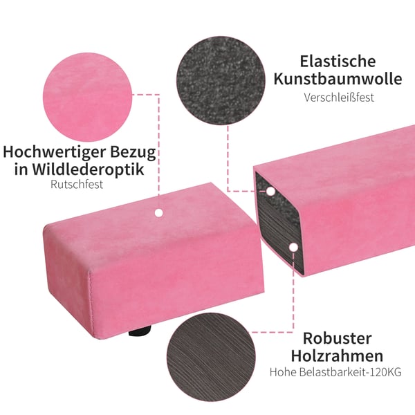 Balancestang, 210x10x6,5 cm, Pink