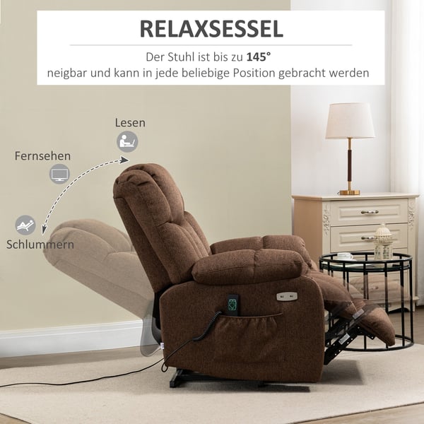 Lænestol med reclinerfunktion, 92x95x107 cm, Brun