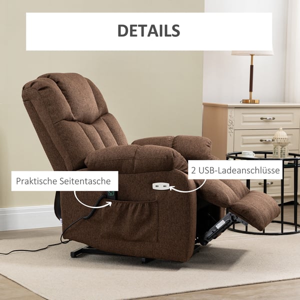 Lænestol med reclinerfunktion, 92x95x107 cm, Brun