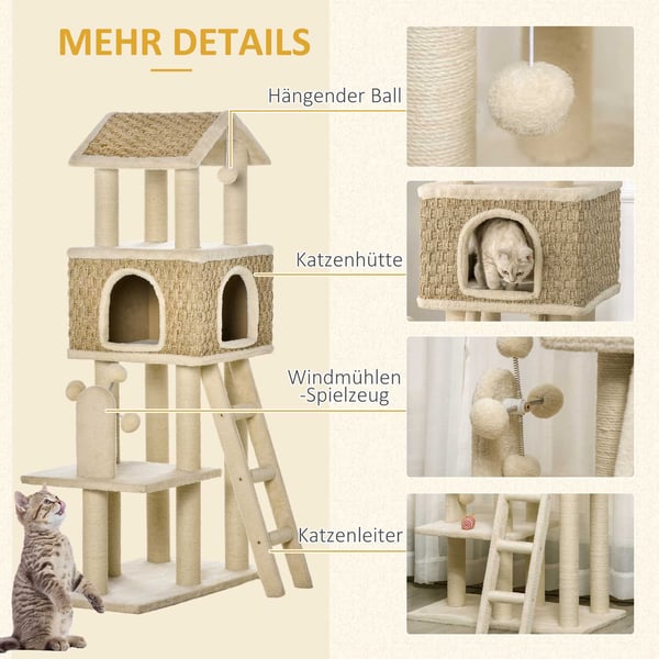 Kattetårn, 69x40x131 cm, Khaki, Beige
